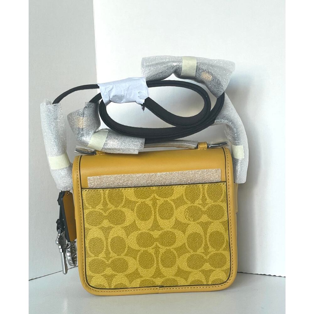 Coach Racer Crossbody Bag Canary Yellow Signature Canvas Charms CEB25 - Picture 2 of 13